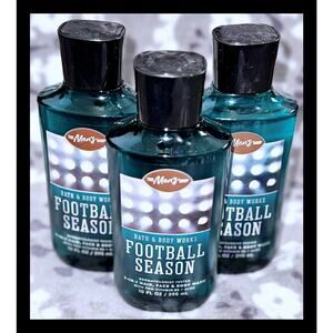 Bath & Body Works 10 oz Football Season Men's 3-in-1 Hair Face Body Wash Gel x3